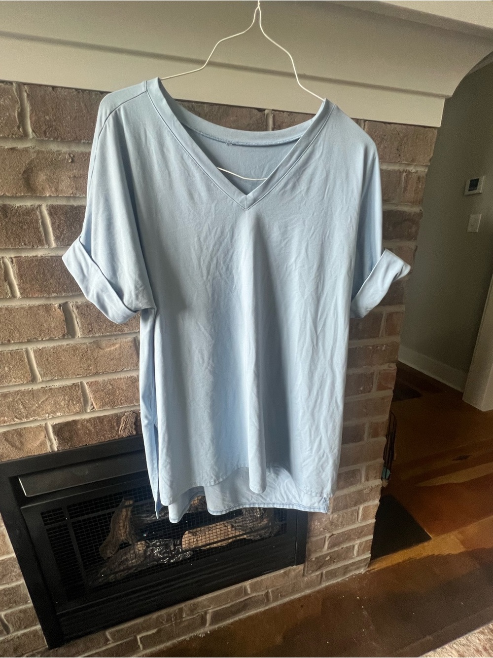 Light Blue V-Neck Tunic Top - Brand Not Visible